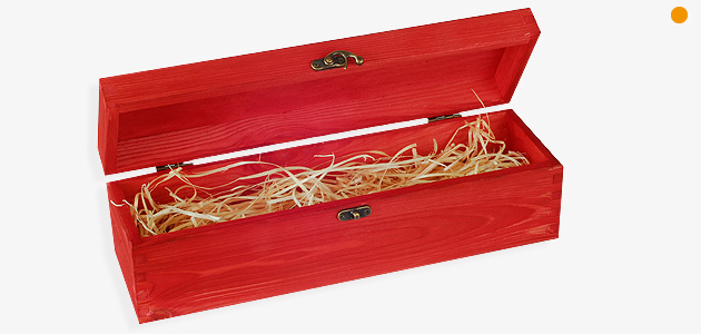Holzkiste mit Klappdeckel lackiert in rot, Holzkassette